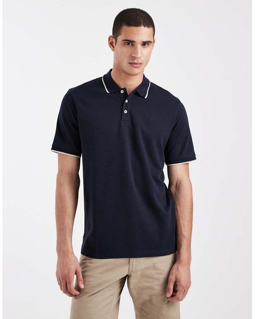 Jack & Jones Blue Premium Tipped Collar Polo for men