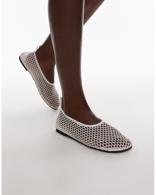 ARKET White Mesh Square Shaped Toe Ballet Flat