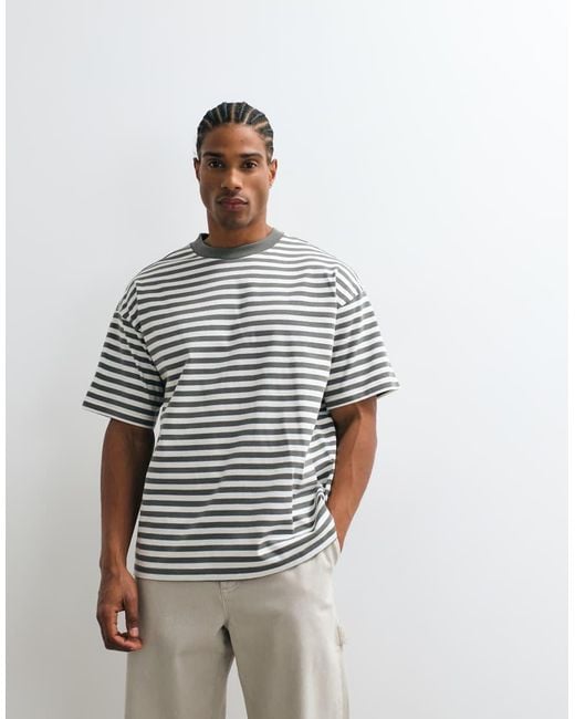 Weekday White Loose Boxy Oversized Fit T-shirt for men