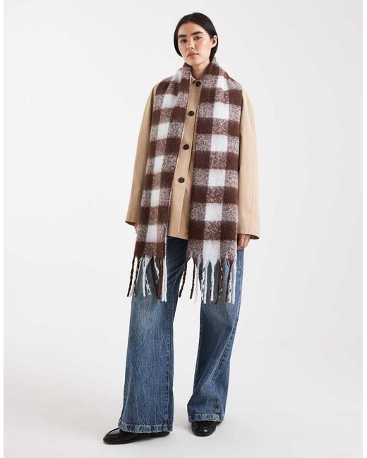 Sciarpa A Quadri Blu E Marrone Cioccolato di Threadbare in Brown