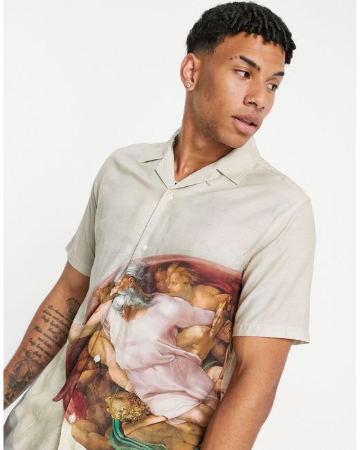 Topman Multicolor Michelangelo Chapel Print Shirt for men