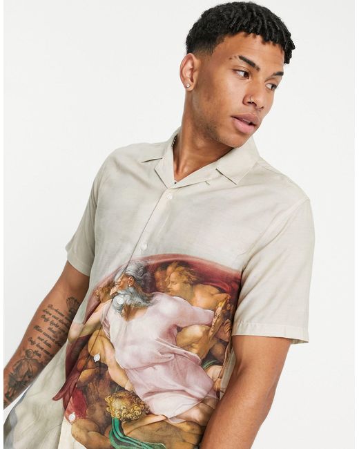 TOPMAN Michelangelo Chapel Print Shirt 