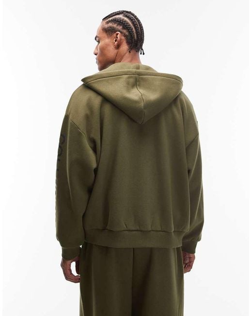 Collusion Green Heavyweight Boxy Hoodie for men