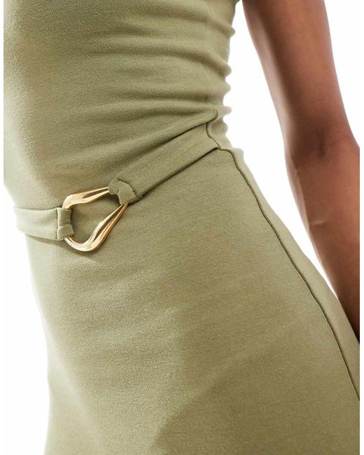 4th & Reckless Green Gold Hardware Belt Detail Sleeveless Maxi Dress