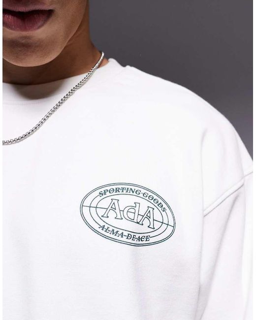 Felpa Color Crema 420 Gsm Con Grafica Stampata Sul Retro di Alma de Ace in Gray da Uomo