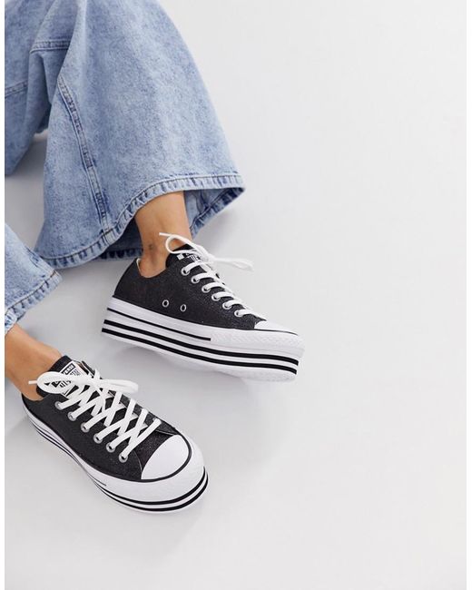 black platform converse trainers