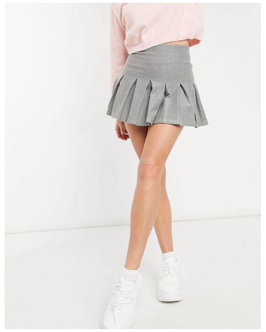 Bershka Gray Half Pleat Tennis Skirt