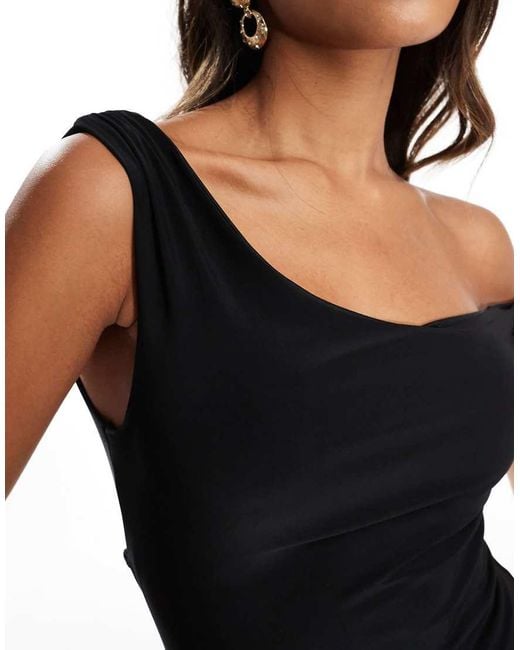 ASOS Black Twist Shoulder With Lace Up Back Maxi Dress