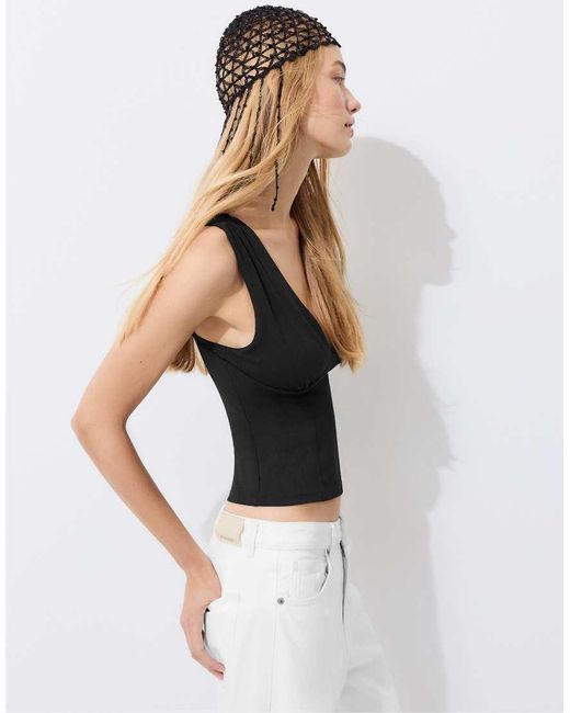 Stradivarius White Fitted Wide-strap Top