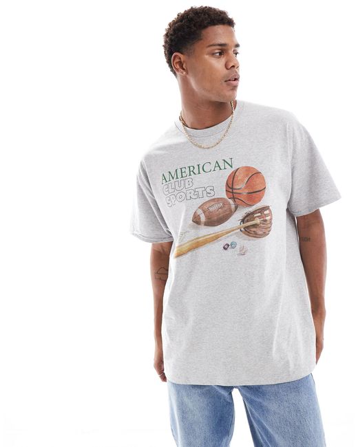 T-shirt oversize avec imprimé sport à l'avant - chiné ASOS pour homme en coloris White