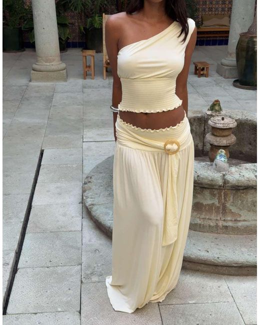 Princess Polly Gray Full Orbit Shirred Waist Resin Ring Wrap Detail Maxi Skirt Co-Ord