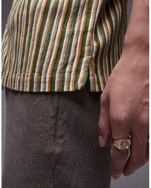 Chemise décontractée rayée à manches courtes - vert et jaune Topman pour homme en coloris Gray