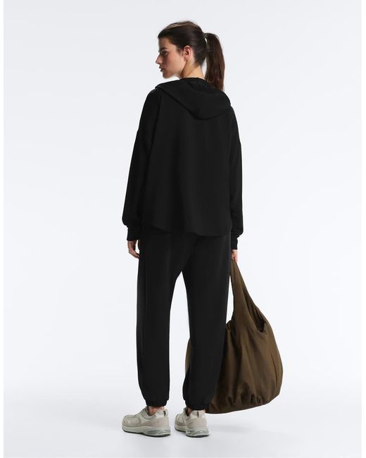 Oysho Black Soft-touch Modal Zip-up Sweatshirt