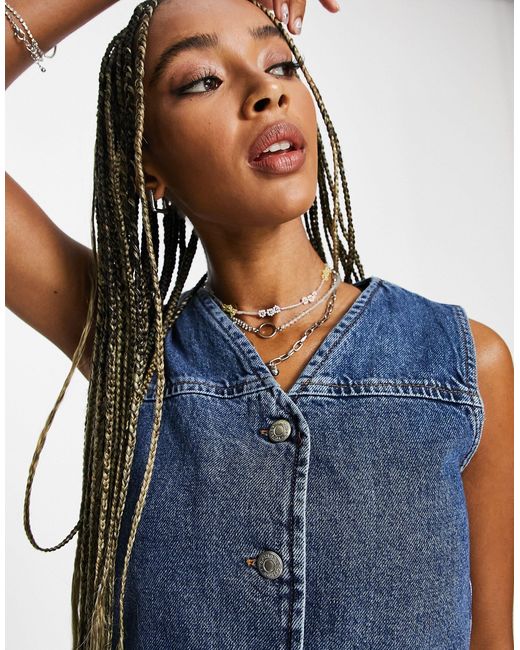 TOPSHOP Co Ord Denim Waistcoat in Blue 