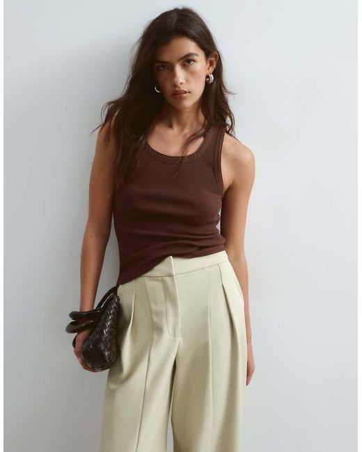 ARRANGE Natural Pleat Barrel Leg Tailored Pants