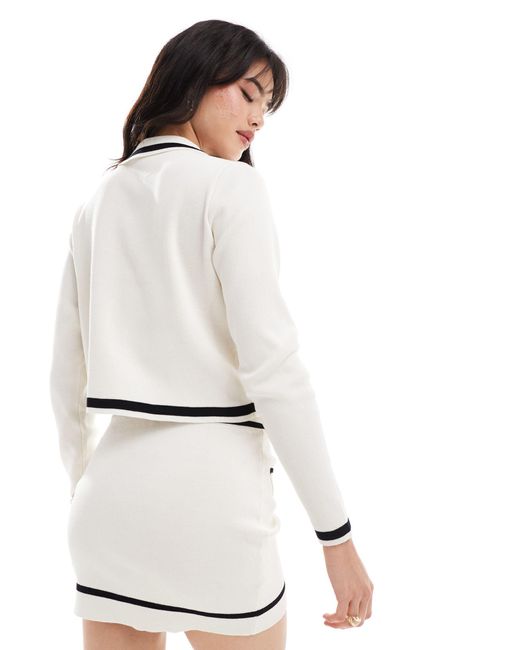 Vero Moda White Fine Knit Contrast Cardigan Co-ord