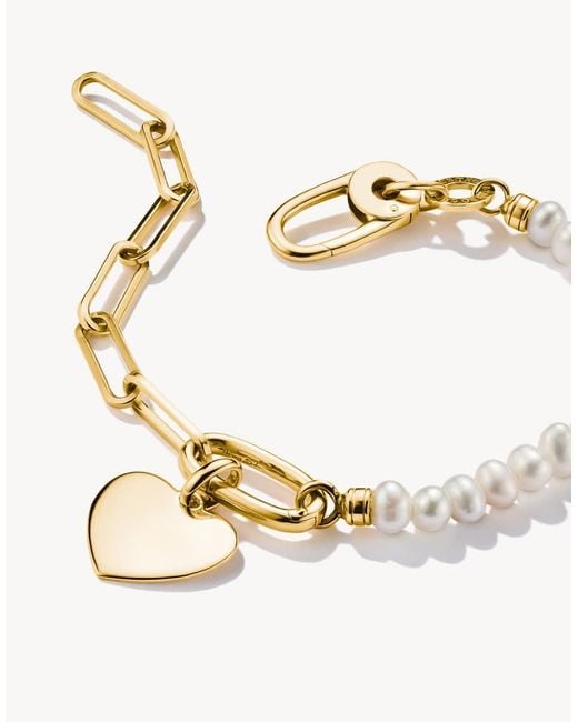 Thomas Sabo Metallic Charm Bracelet Paperclip An Pearls With Connect Link -plated