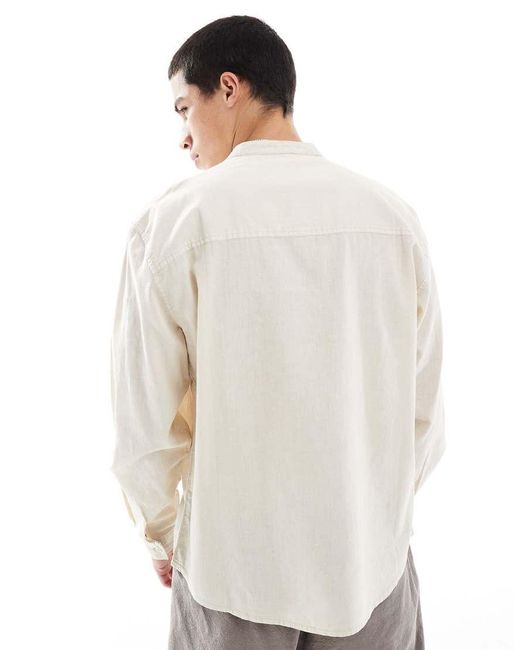 Camicia A Maniche Lunghe Con Collo Serafino di Pull&Bear in White da Uomo