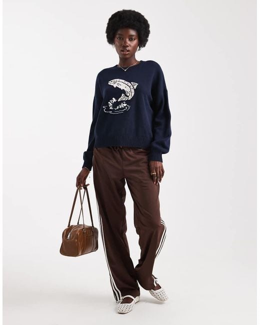 Hollister Blue Easy Jumping Fish Graphic Crew Sweater
