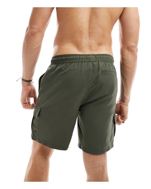 New Look Green Cargo Swim Shorts for men