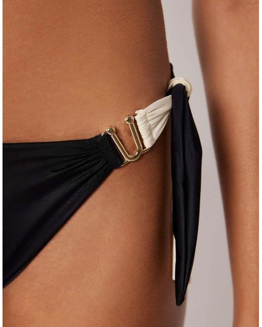 Calzedonia Black Bow Bikini Bottoms Elegant Bicolor