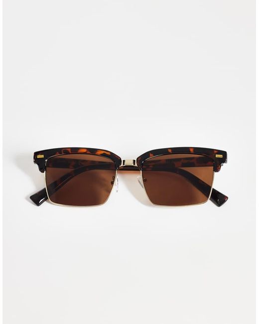 Only & Sons Brown Rectangle Sunglasses for men