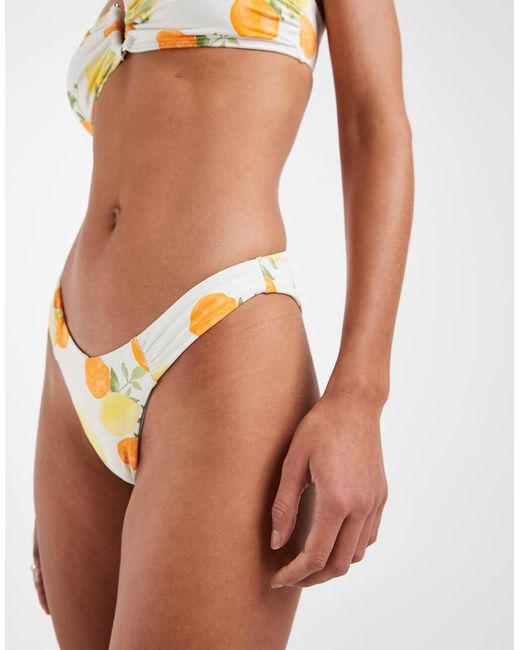 Vero Moda Brown Ruched Side Brazilian Bikini Briefs