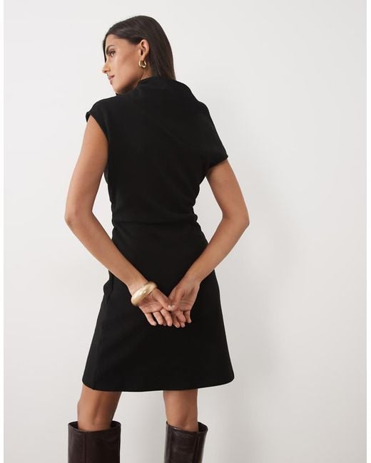 ASOS Black Supersoft Asymmetric Draped Mini Dress
