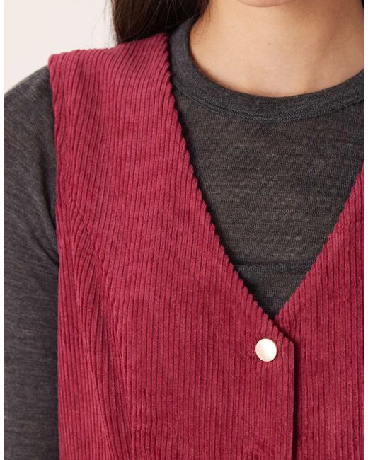 Threadbare Red Cord Button Front Mini Dress