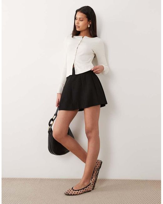 ASOS White Tailored Pleated Mini Skirt