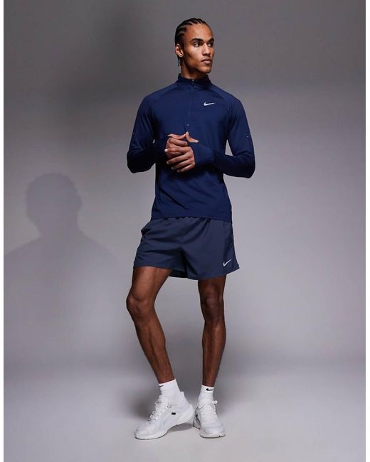Nike Blue Stride Dri-fit Half Zip Long Sleeve Top for men