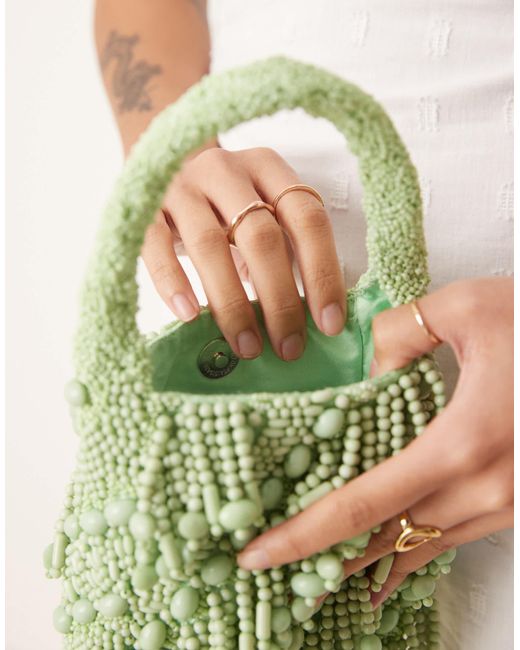 Sac à main avec perles ASOS en coloris Green