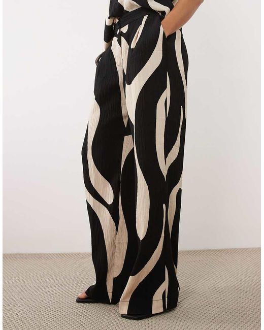 Mango Black Nikita Crinkle Straight Trouser Co-ord