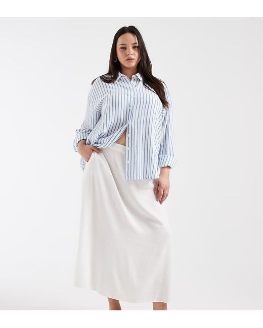 Vero Moda White Linen Touch Midi Skirt
