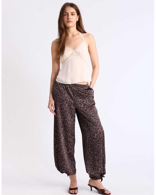 Stradivarius Multicolor Printed Flowing Satin Trousers