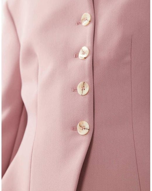 Miss Selfridge Pink Cropped Collarless Blazer