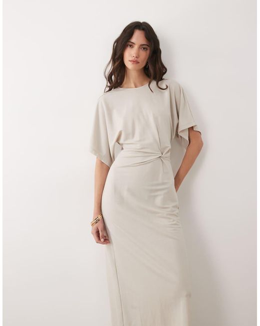 Mango Natural T-Shirt Dress With Twist Detail