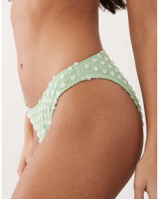 South Beach Green Polka Dot High Leg Bikini Bottom