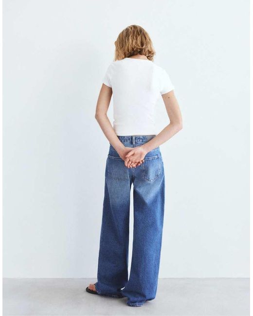 Pull&Bear White Ribbed Short Sleeve T-shirt