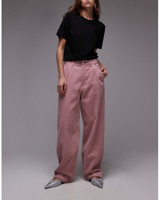 ARKET Pink Amber Cord Barrel Leg Trousers