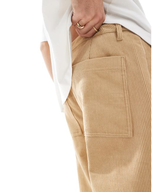 Pantalon droit en velours côtelé - beige ASOS pour homme en coloris White