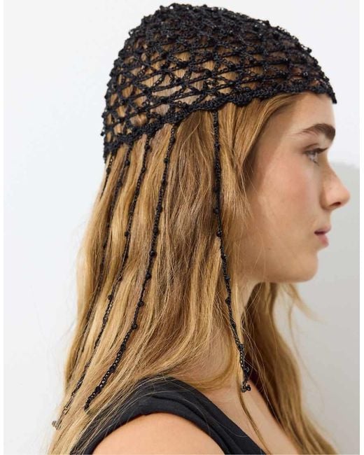 Stradivarius White Long Fringe Cap