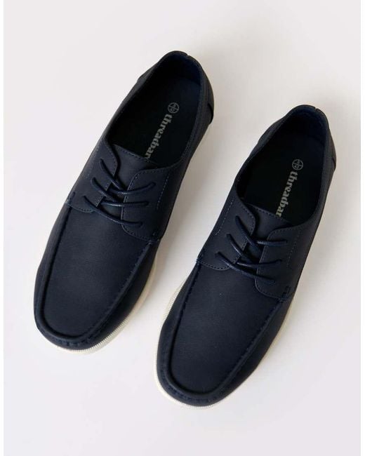 Threadbare Blue Faux Suede Boat Shoes for men