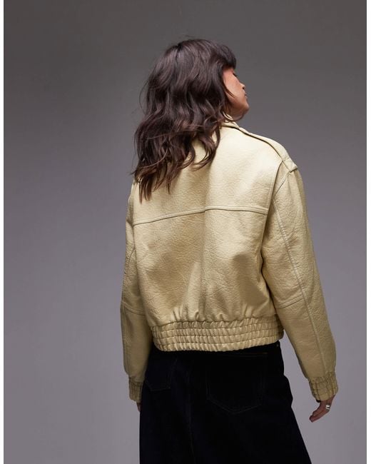 TOPSHOP Black – kurze, bauschige bomberjacke aus kunstleder