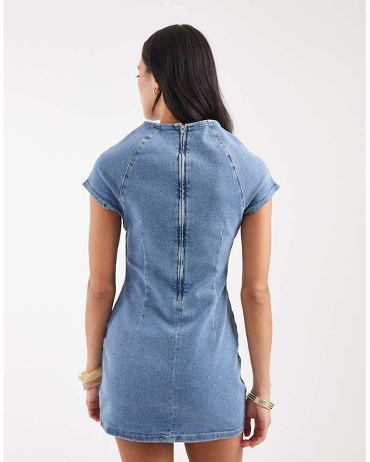 ASOS Blue Bodycon Raglan Sleeve Denim Mini Dress