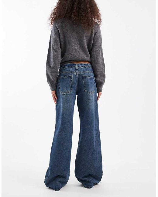 Edikted Blue Esmay Studded Low Rise Jean