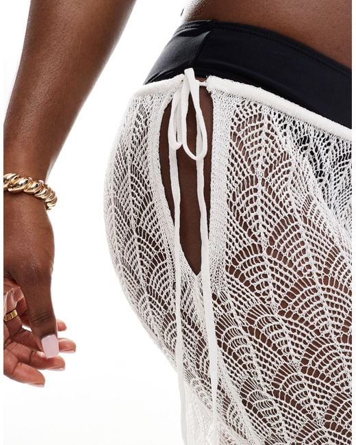ASOS White Knitted Beach Tie Side Skirt