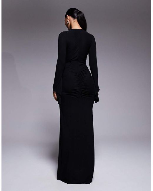 ASOS Blue Asymmetrical Angel Sleeve Maxi Dress