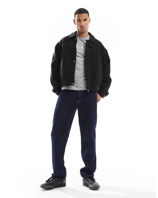 Jack & Jones – harrington-jacke aus wollmix in Black für Herren