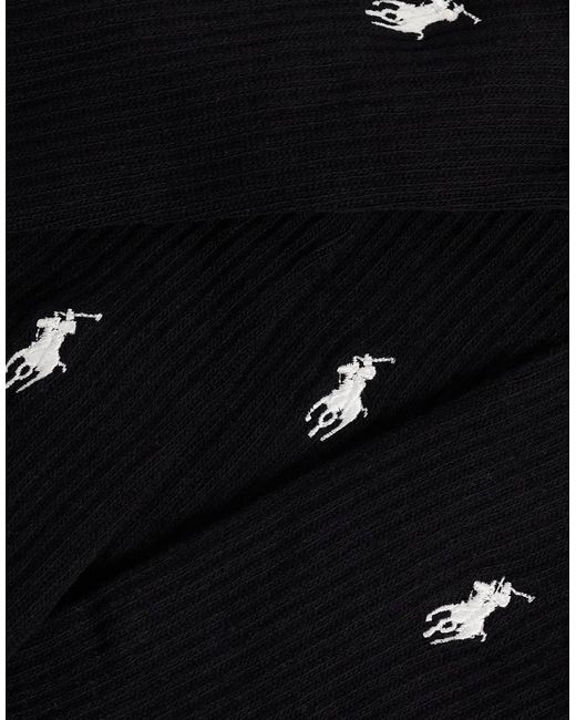 Polo Ralph Lauren Black Icon Logo 6 Pack Crew Socks for men